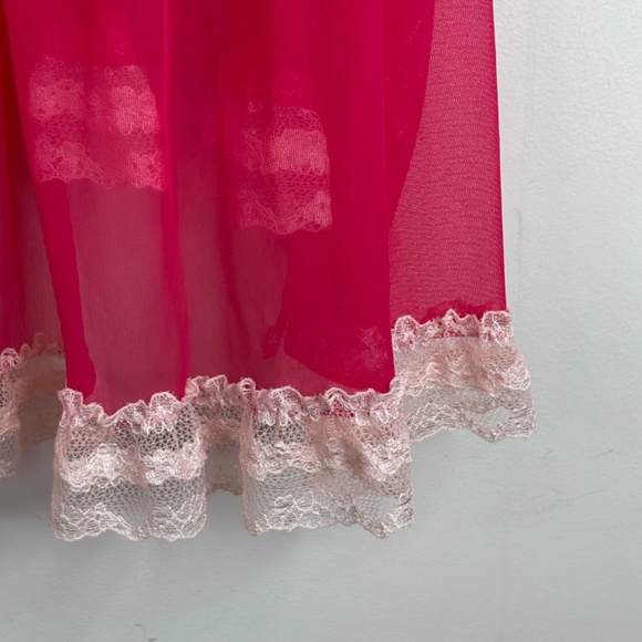 VTG Y2K Victorias Secret Sheer Lace Tank Top M Babydoll Red 90s Coquette Pin Up - Picture 3 of 9